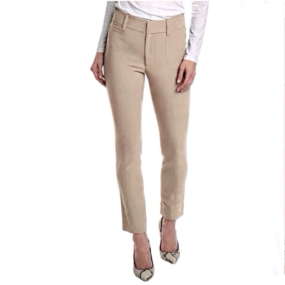 Vince High Rise Cigarette Pant Seamed Front Tan Ankle Stretch Size 14